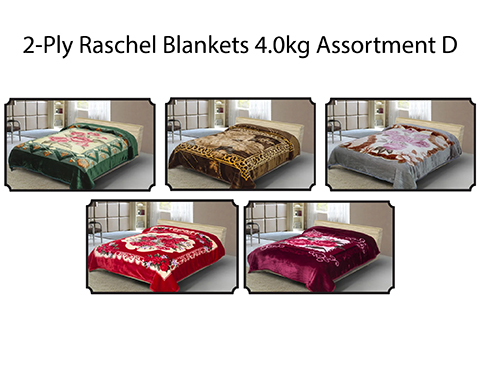 2-ply Raschel Blankets 4.0kg Asst D